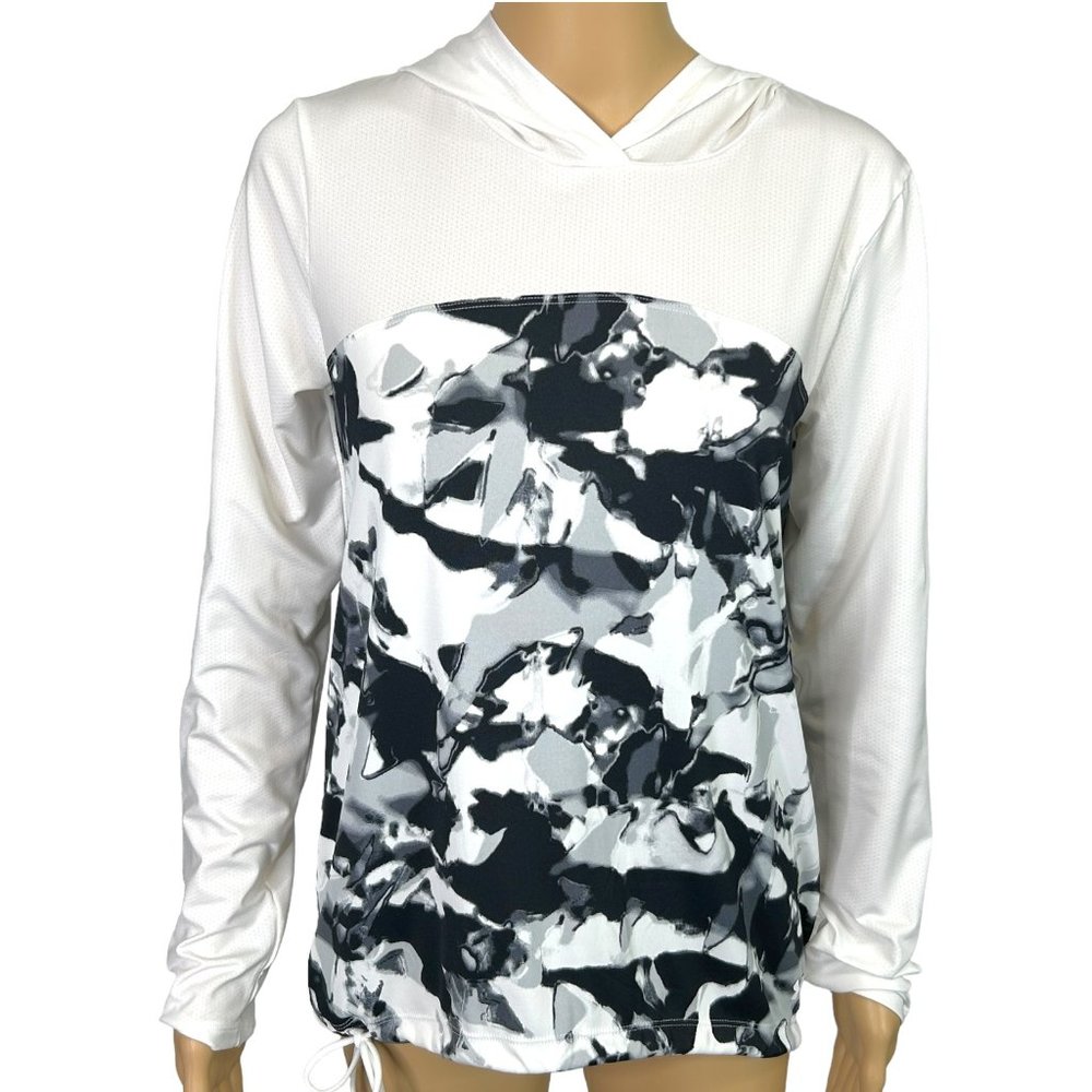 Under Armour Womens S Black & White Camouflage Camo Long Sleeve Hoodie Shirt